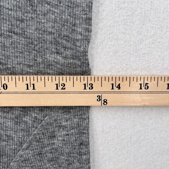 HELMUT LANG Ribbed T Shirt Womens Small Gray Wool Scoop Neck Tunic Shirttail Hem - Picture 11 of 13